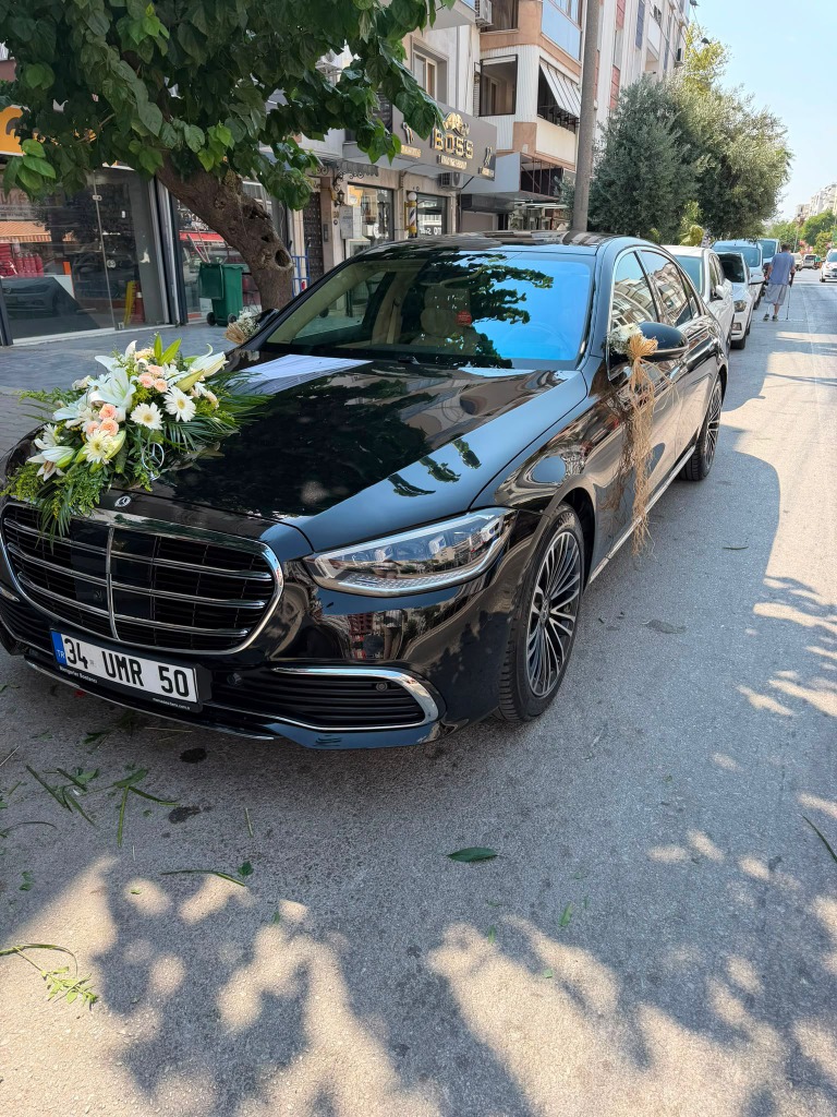 Beyaz Pembe Somon Gelin Arabası Süslemesi