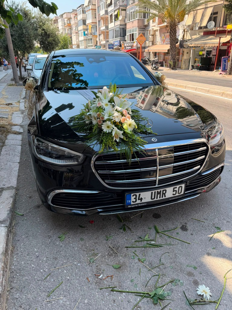 Beyaz Pembe Somon Gelin Arabası Süslemesi